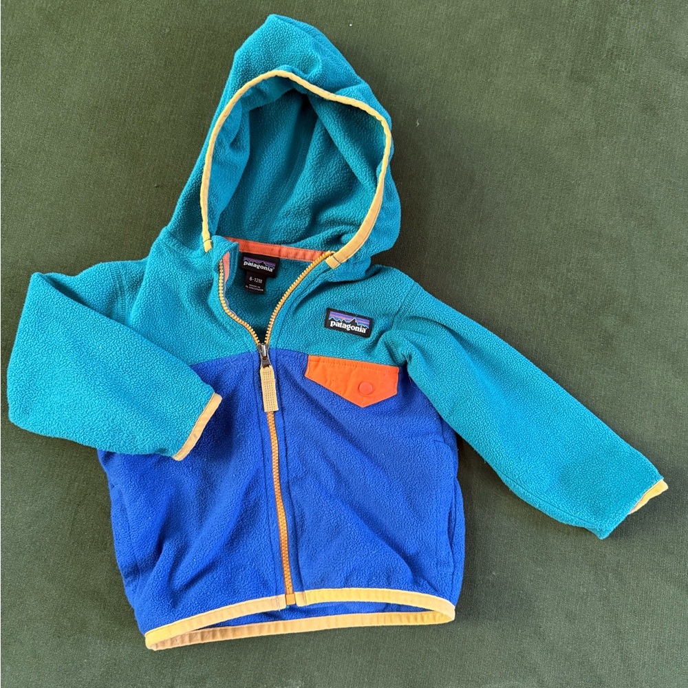Patagonia Kids' Turquoise and Royal Blue Fleece Jacket